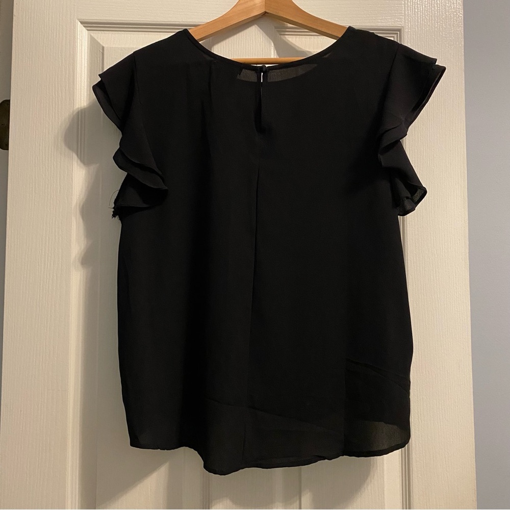 Guilty Women’s Black Ruffle Sleeve Blouse - Formal, Elegant, Chic - Size XL